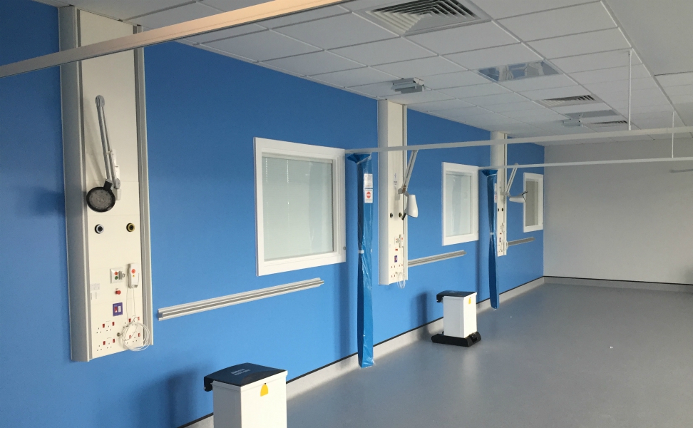 Cableflow Installation 1 | Medical Supply Unit | Bedhead Trunking System | Medical Joinery | Medical Furniture | Nurse Call System | Medical Gas | Healthcare Bedhead | Bedhead Module | Healthcare Luminaire