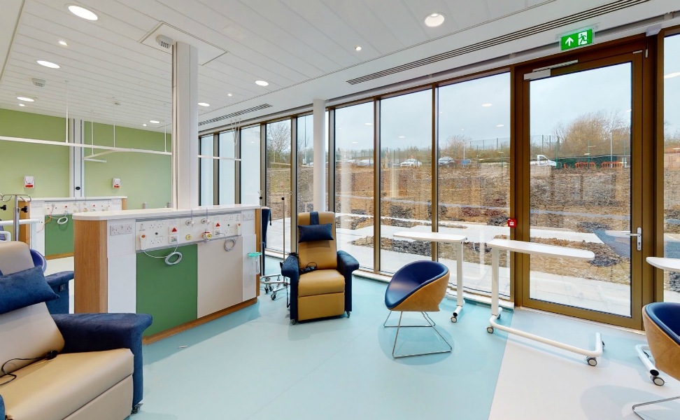 Sir Robert Ogden Macmillan Cancer Centre | Medical Supply Unit | Bedhead Trunking System | Medical Joinery | Medical Furniture | Nurse Call System | Medical Gas | Healthcare Bedhead | Bedhead Module | Healthcare Luminaire