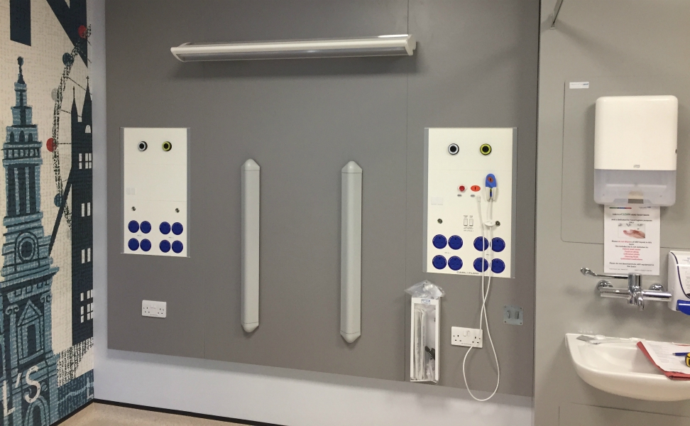 Wexham Park Hospital Paediatric ED | Medical Supply Unit | Bedhead Trunking System | Medical Joinery | Medical Furniture | Nurse Call System | Medical Gas | Healthcare Bedhead | Bedhead Module | Healthcare Luminaire